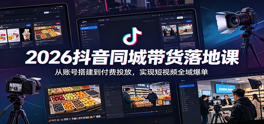 2026抖音同城带货落地课：从账号搭建到付费投放，实现短视频全域爆单-heixxmi