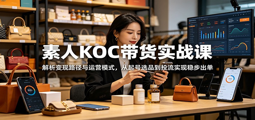 素人KOC带货实战课：解析变现路径与运营模式，从起号选品到投流实现稳步出单-heixxmi