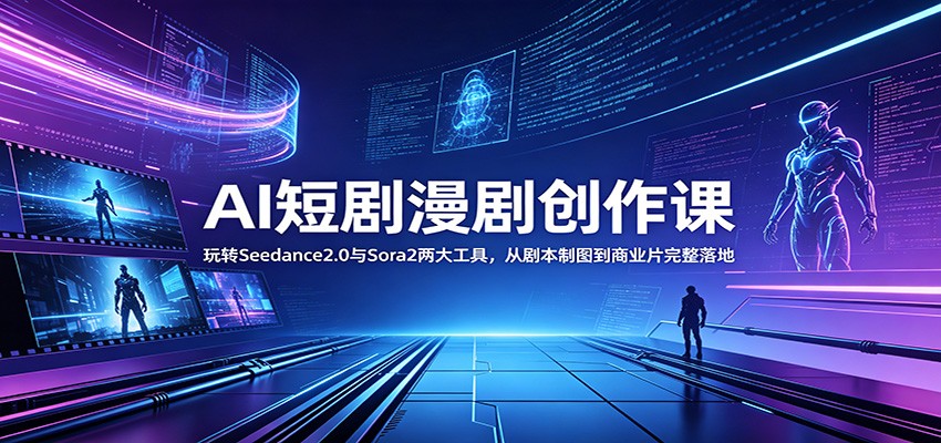 AI短剧漫剧创作课：玩转Seedance2.0与 Sora2两大工具，从剧本制图到商业片完整落地-heixxmi