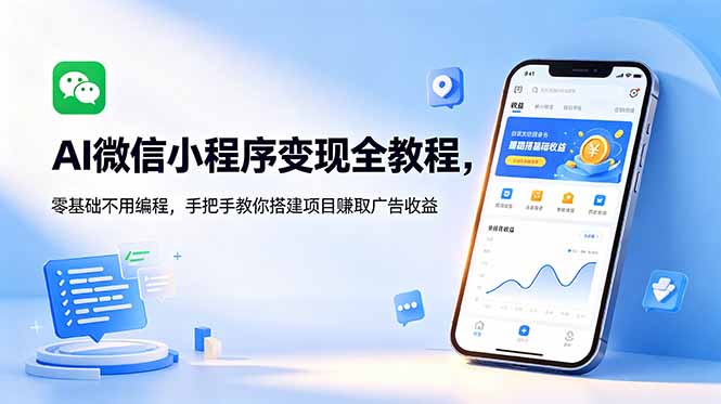 AI微信小程序变现全教程，零基础不用编程，手把手教你搭建项目赚取广告收益-heixxmi