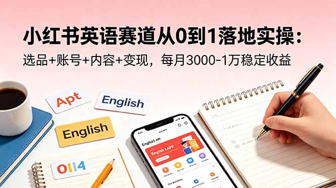 小红书英语赛道从0到1落地实操：选品+账号+内容+变现，每月3000-1万稳定收益-heixxmi