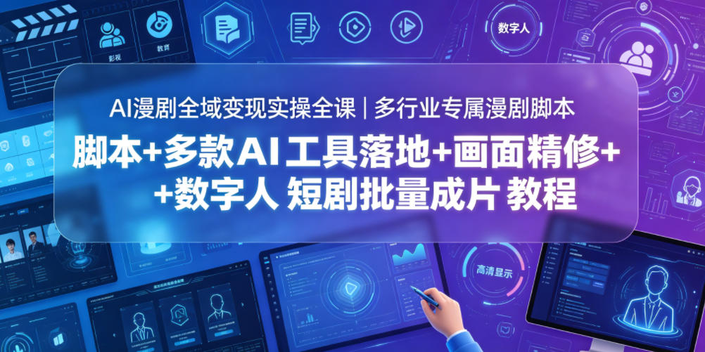 AI漫剧全域变现实操全课｜多行业专属漫剧脚本+多款AI工具落地+画面精修+数字人短剧批量成片全教程-heixxmi