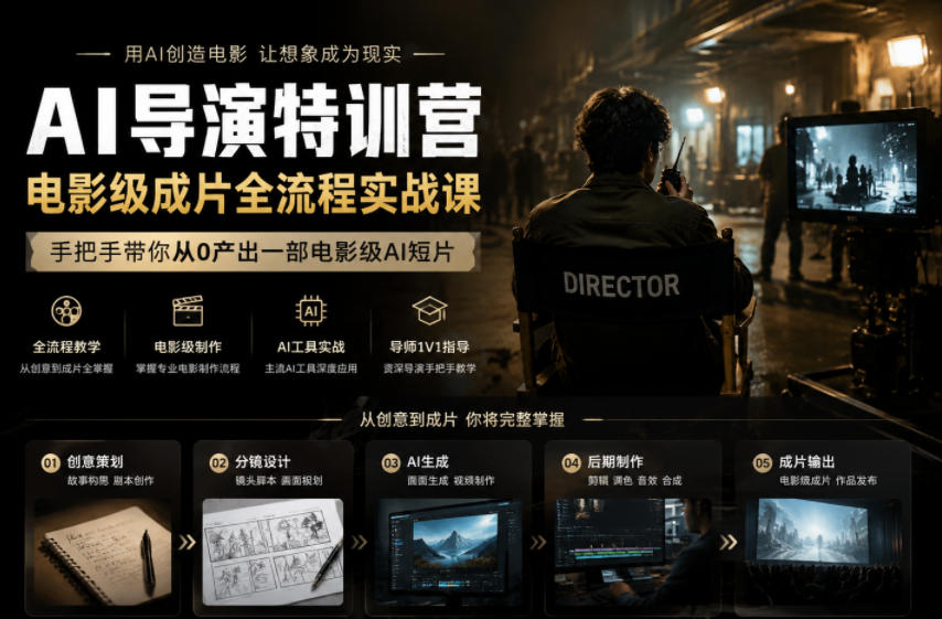 AI导演特训营，电影级成片全流程实战课，手把手带你从0产出一部电影级AI短片-heixxmi