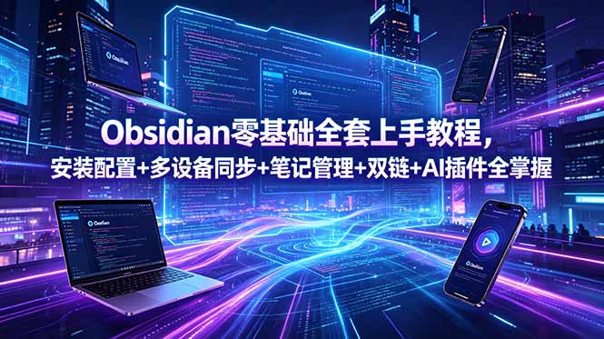 Obsidian零基础全套上手教程，安装配置+多设备同步+笔记管理+双链+AI插件全掌握-heixxmi