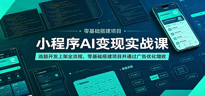小程序AI变现实战课：选题开发上架全流程，零基础搭建项目并通过广告优化增收-heixxmi