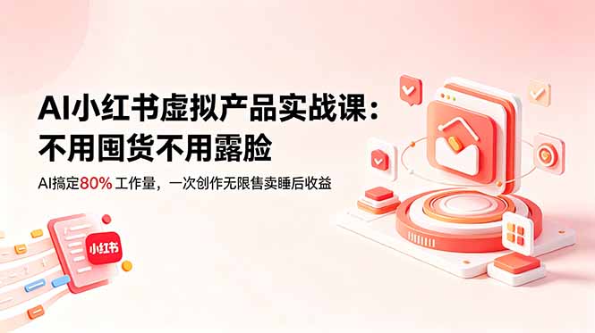 AI小红书虚拟产品实战课-更新：不用囤货不用露脸，AI搞定80%工作量，一次创作无限售卖睡后收益-heixxmi