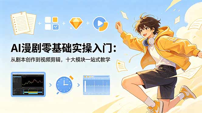 AI漫剧零基础实操入门：从剧本创作到视频剪辑，十大模块一站式教学-heixxmi