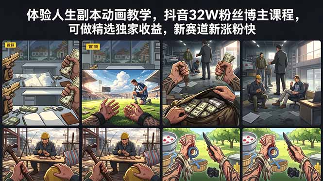 体验人生副本动画教学， 抖音32W粉丝博主课程，可做精选独家收益，新赛道新涨粉快-heixxmi
