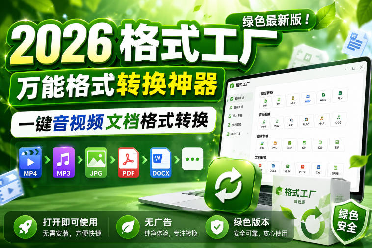 2026格式工厂绿色最新版！万能格式转换神器，一键音视频文档格式转换，打开即可使用，无广告绿色版本-heixxmi
