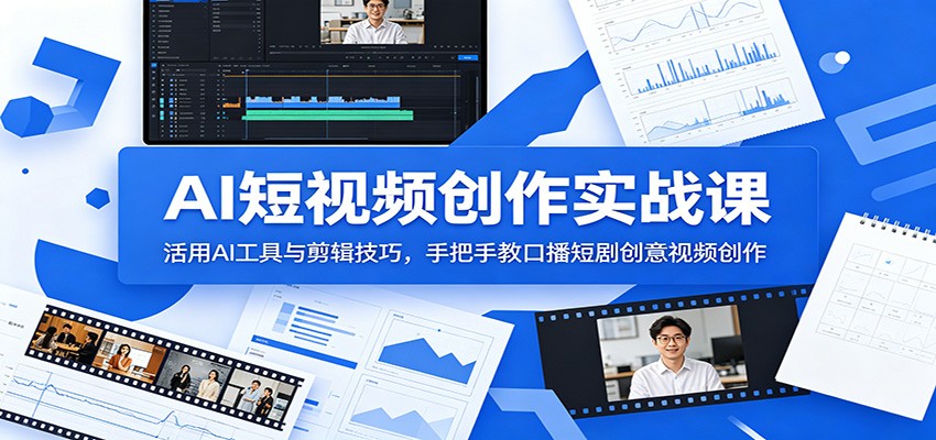 AI短视频创作实战课：活用AI工具与剪辑技巧，手把手教口播短剧创意视频创作-heixxmi