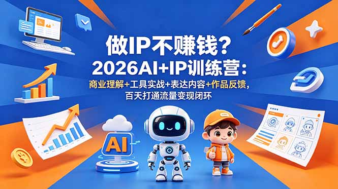 做IP不赚钱？2026AI+IP训练营：商业理解+工具实战+表达内容+作品反馈，百天打通流量变现闭环-heixxmi