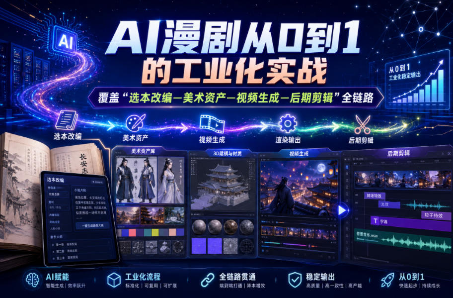 AI漫剧从0到1的工业化实战，覆盖“选本改编—美术资产—视频生成—后期剪辑”全链路(更新6月)-heixxmi