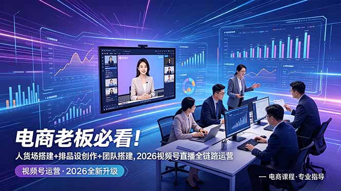 电商老板必看！人货场搭建+排品设计+素材创作+团队搭建，2026视频号直播全链路运营-heixxmi