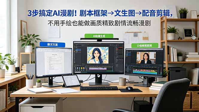 3步搞定AI漫剧！剧本框架→文生图→配音剪辑，不用手绘也能做画质精致剧情流畅漫剧-heixxmi