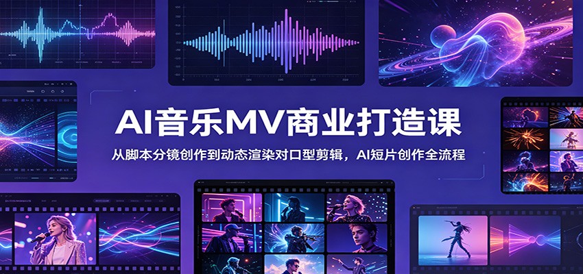 AI音乐MV商业打造课：从脚本分镜创作到动态渲染对口型剪辑，AI短片创作全流程-heixxmi