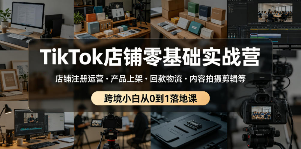 TikTok店铺零基础实战营，店铺注册运营・产品上架・回款物流・内容拍摄剪辑等 ，跨境小白从0到1落地课-heixxmi