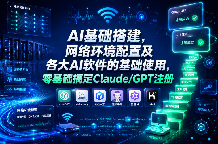 AI基础搭建，网络环境配置及各大AI软件的基础使用，零基础搞定Claude/GPT注册-heixxmi