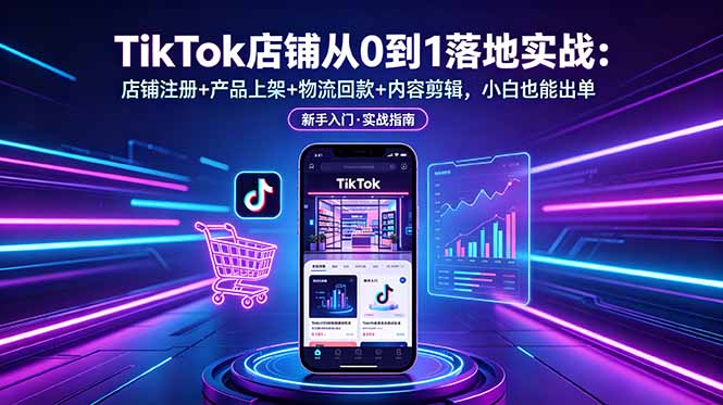 TikTok店铺从0到1落地实战：店铺注册+产品上架+物流回款+内容剪辑，小白也能出单-heixxmi