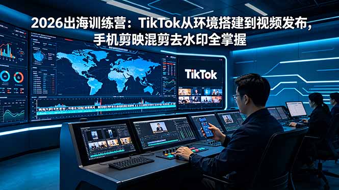 2026出海训练营：TikTok从环境搭建到视频发布，手机剪映混剪去水印全掌握-heixxmi