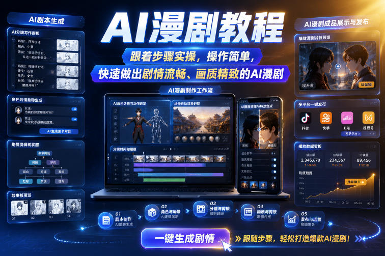 AI漫剧教程，跟着步骤实操，操作简单，快速做出剧情流畅、画质精致的AI漫剧-heixxmi
