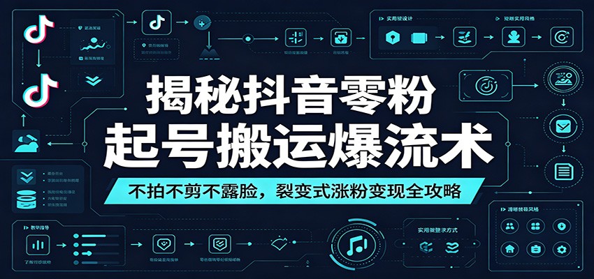 揭秘抖音零粉起号搬运爆流术：不拍不剪不露脸，裂变式涨粉变现全攻略-heixxmi