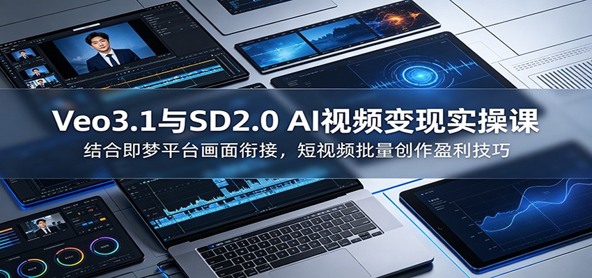 Veo3.1与SD2.0 AI视频变现实操课课：结合即梦平台画面衔接，短视频批量创作盈利技巧-heixxmi