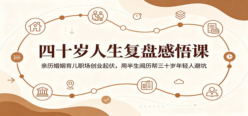 四十岁人生复盘感悟课：亲历婚姻育儿职场创业起伏，用半生阅历帮三十岁年轻人避坑-heixxmi