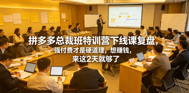 拼多多总裁班特训营下线课复盘，强付费才是硬道理，想賺钱，来这2天就够了-heixxmi