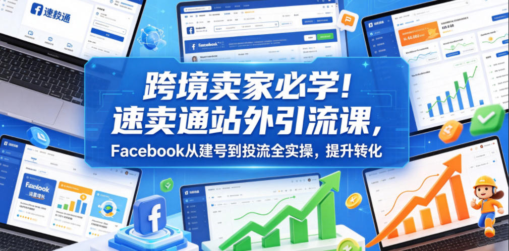 跨境卖家必学！速卖通站外引流课，Facebook从建号到投流全实操，提升转化-heixxmi