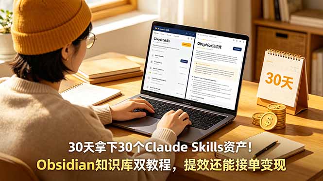 30天拿下30个Claude Skills资产！Obsidian知识库双教程，提效还能接单变现-heixxmi
