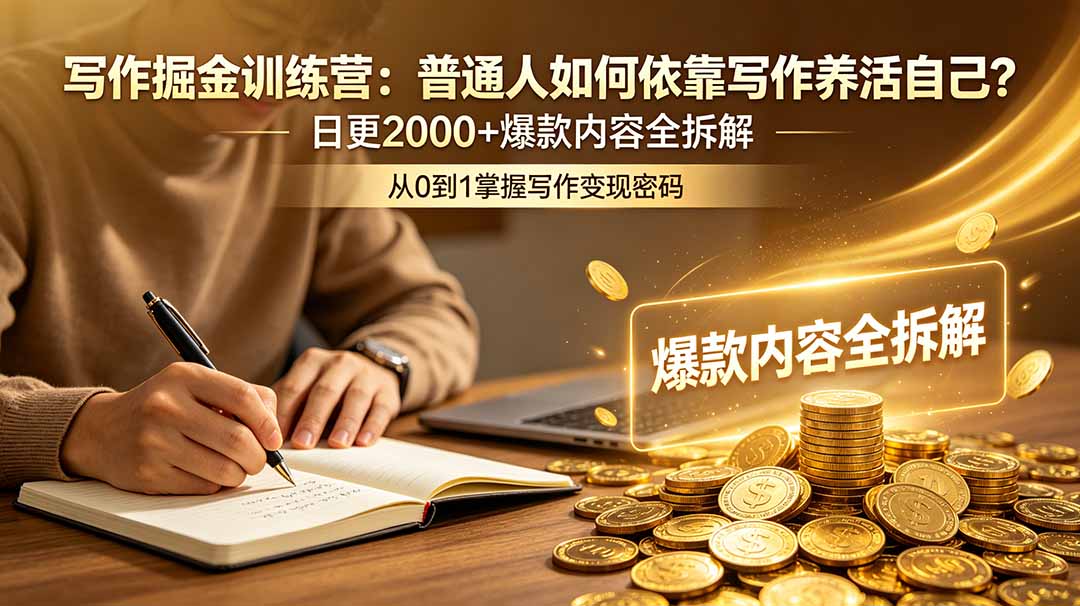 写作掘金训练营：普通人如何依靠写作养活自己？日更2000+爆款内容全拆解-heixxmi