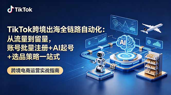 TikTok跨境出海全链路自动化：从流量到留量，账号批量注册+AI起号+选品策略一站式-heixxmi