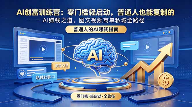 AI创富训练营：零门槛轻启动，普通人也能复制的AI赚钱之道，图文视频商单私域全路径-heixxmi