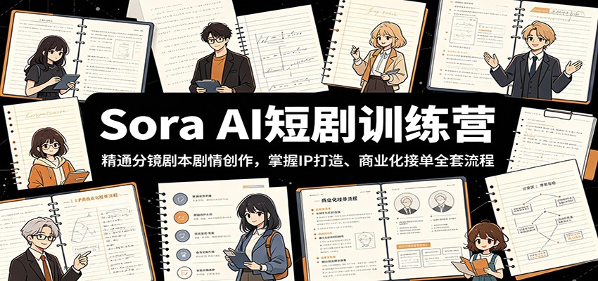 Sora AI短剧训练营：精通分镜剧本剧情创作，掌握IP打造、商业化接单全套流程-heixxmi