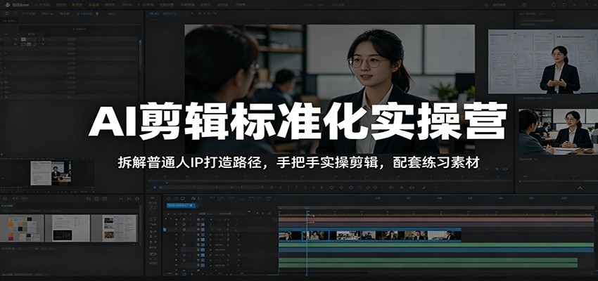 AI剪辑标准化实操营：拆解普通人IP打造路径，手把手实操剪辑，配套练习素材-heixxmi