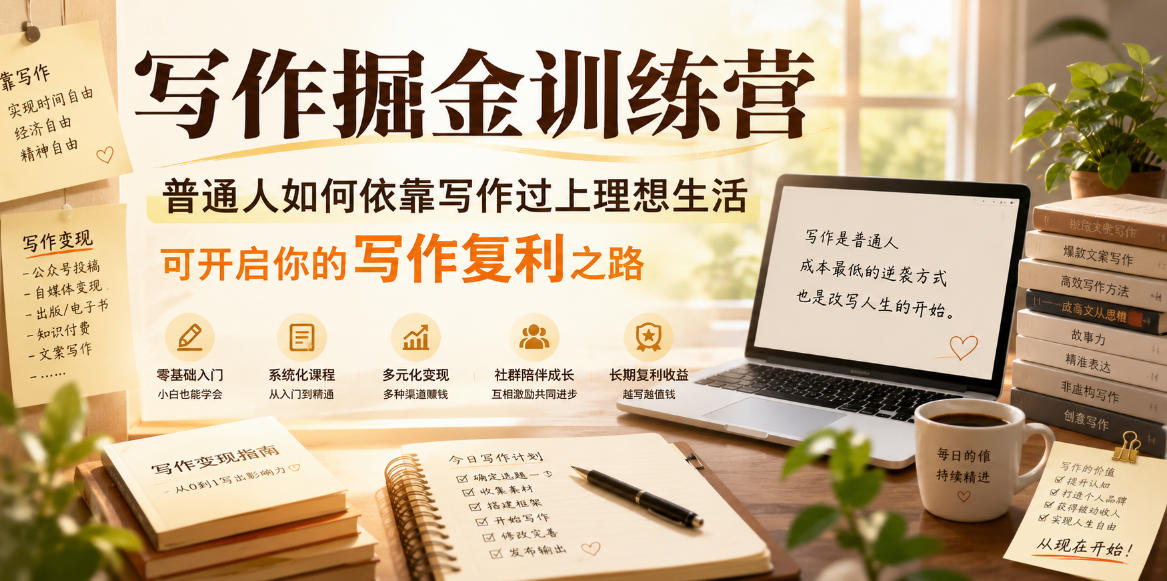 写作掘金训练营，普通人如何依靠写作过上理想生活，可开启你的写作复利之路(更新6月)-heixxmi