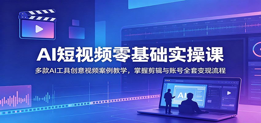 AI短视频零基础实操课：多款AI工具创意视频案例教学，掌握剪辑与账号全套变现流程-heixxmi
