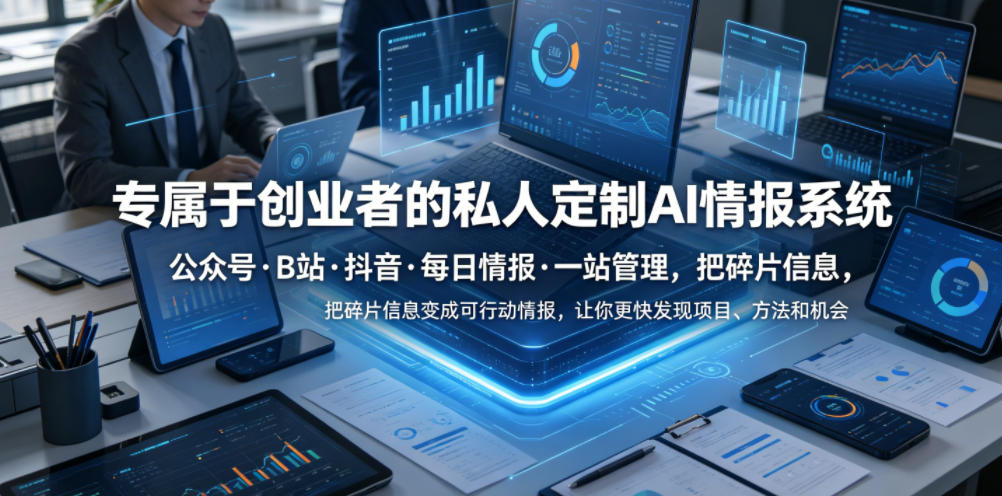 专属于创业者的私人定制AI情报系统，公众号·B站·抖音·每日情报·一站管理，把碎片信息变成可行动情报，让你更快发现项目、方法和机会-heixxmi