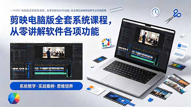 剪映电脑版全套系统课程，从零讲解软件各项功能，结合海量实战案例培养专业剪辑思维-heixxmi
