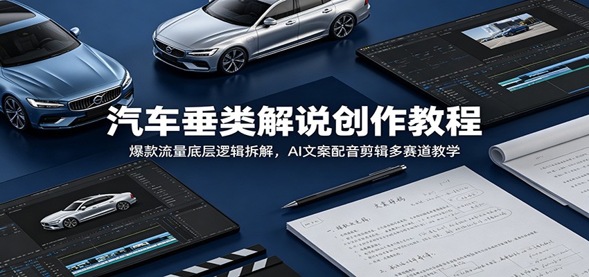 汽车垂类解说创作教程：爆款流量底层逻辑拆解，AI文案配音剪辑多赛道教学-heixxmi