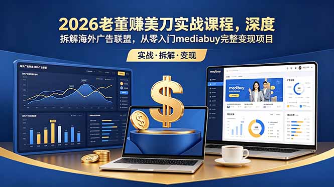 2026老董赚美刀实战课程，深度拆解海外广告联盟，从零入门mediabuy完整变现项目-heixxmi