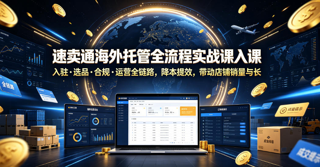 速卖通海外托管全流程实战课入驻・选品・合规・运营全链路，降本提效，带动店铺销量与收益增长-heixxmi