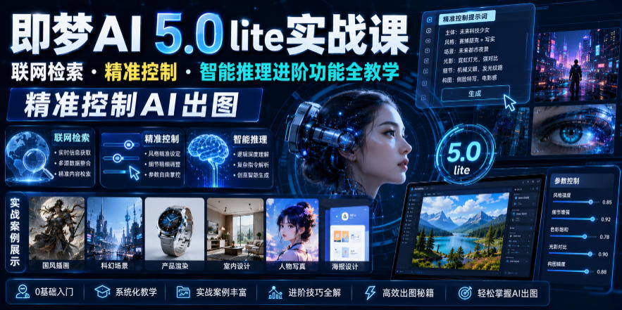 即梦AI 5.0 lite实战课，联网检索・精准控制・智能推理进阶功能全教学，精准控制AI出图-heixxmi