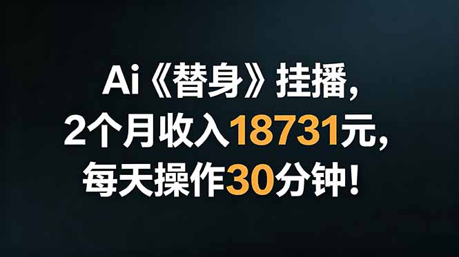 Ai替身挂播，2个月收入18731元，每天操作30分钟！-heixxmi