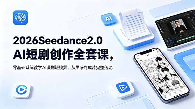 2026Seedance2.0AI短剧创作全套课，零基础系统教学AI漫剧短视频，从灵感到成片完整落地-heixxmi