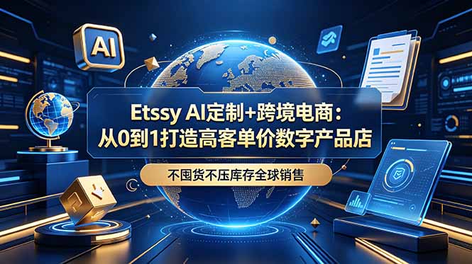 Etsy AI定制+跨境电商：从0到1打造高客单价数字产品店，不囤货不压库存全球销售-heixxmi
