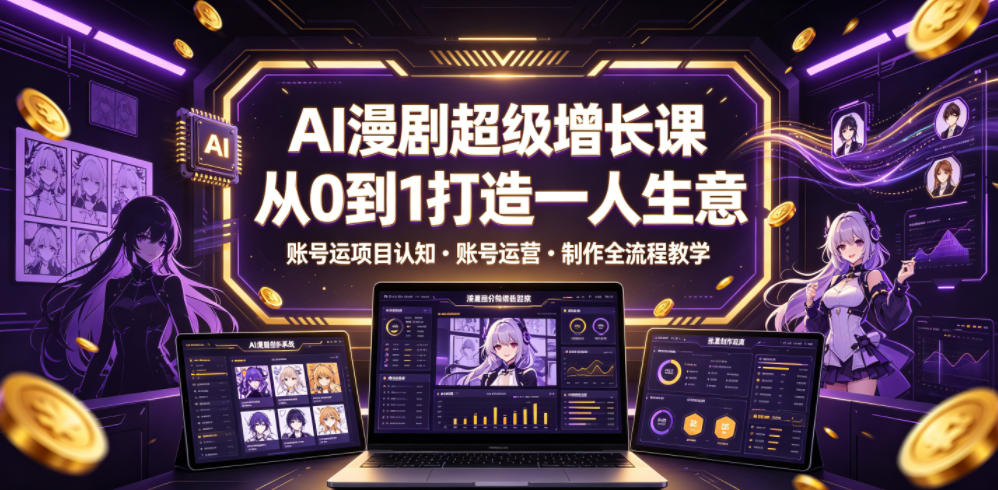 AI漫剧超级增长课，从0到1打造一人生意，项目认知・账号运营・制作全流程教学-heixxmi