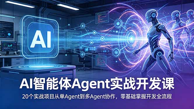 AI智能体Agent实战开发课：20个实战项目从单Agent到多Agent协作，零基础掌握开发全流程-heixxmi