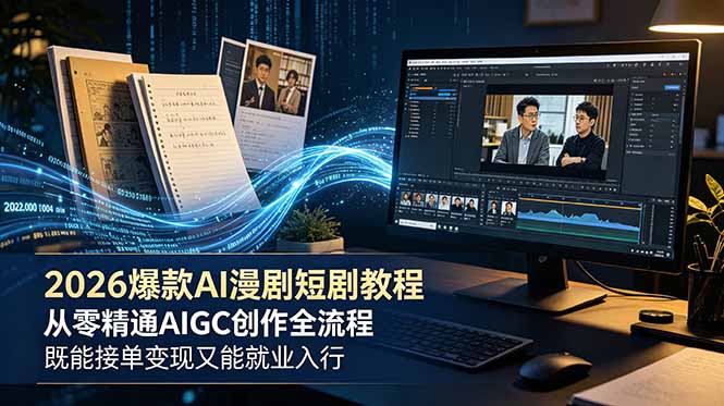 2026 爆款 AI 漫剧短剧教程 从零精通 AIGC 创作全流程 既能接单变现又能就业入行-heixxmi