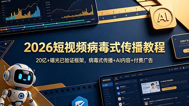 2026短视频病毒式传播教程：20亿+曝光已验证框架，病毒式传播+AI内容+付费广告-heixxmi
